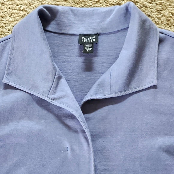 Eileen Fisher 100% Cotton Hidden Button Jacket Size M Color Periwinkle - Picture 3 of 14